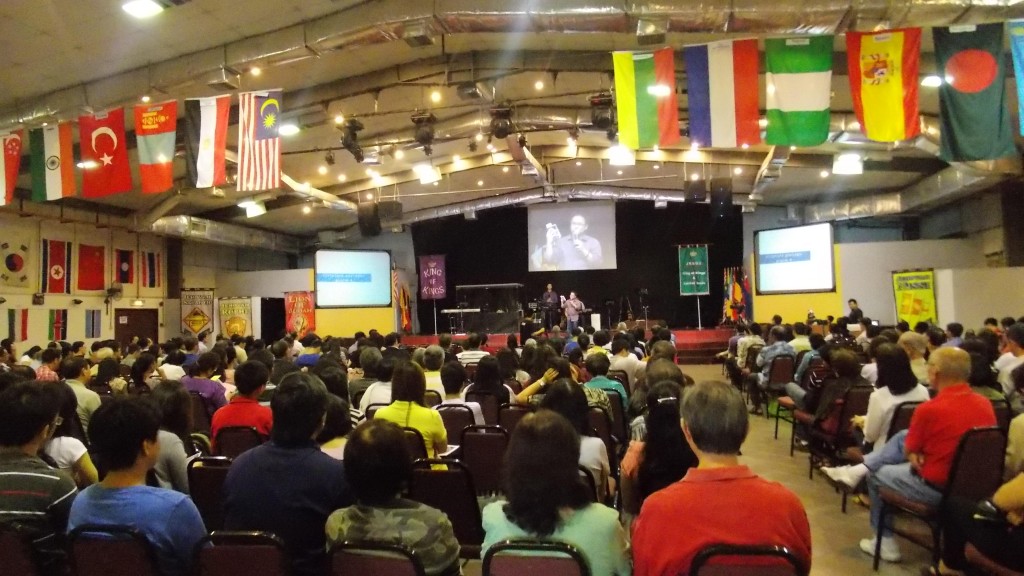 The congregation listening attentively.