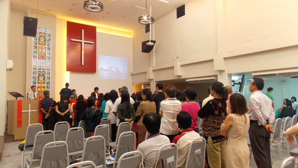 Everyone lining up for Holy Communion