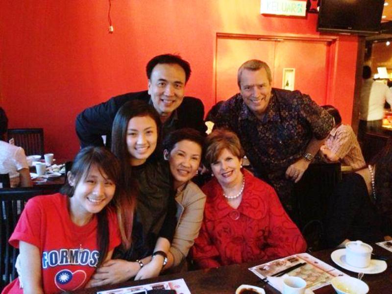 Dato Sri Michael (back) with Pastor Michael. Seated in front from left is Alethia, Faith (daughter), Datin Rachel (wife), and Pastor Cindy Jacob.