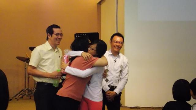 Children hugging their parents in love