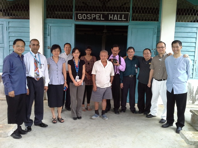 FGB team fellowshipping with the new CF. From left to right: Eddy, John, Dr Sue, Edmund Chan, Anna, Dr Monica, Uncle who offered the gospel hall, Sebastian, Matthew, Charlie, Daniel, Rick