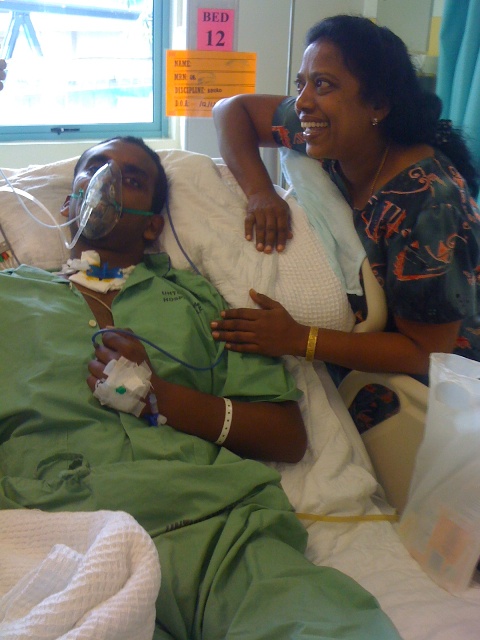 Mishael with his mother, Mary at the High Dependency Ward