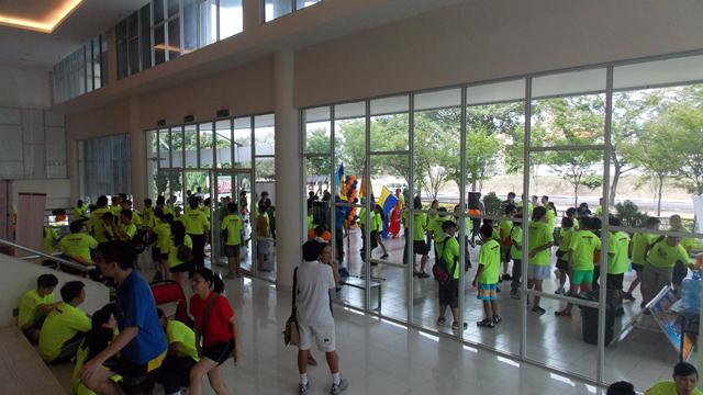 The busy entrance hall filled with runners who completed the run