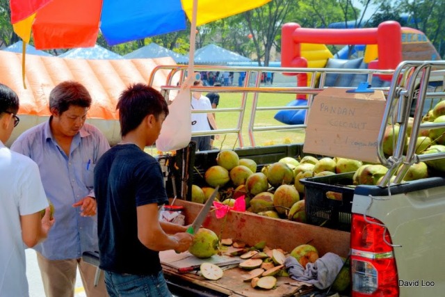 Truck selling refreshing coconuts 