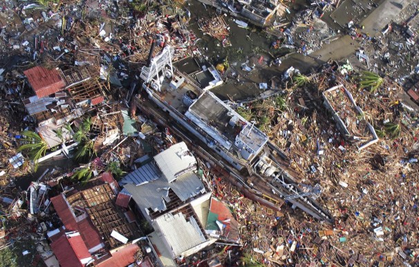 Aerial view of the ravaging effects of Typhoon Haiyan