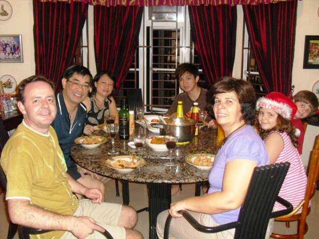 Brito and his family with Pr Wah Lok and their family having dinner together