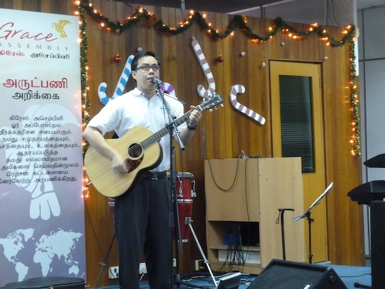 Musician leading worship