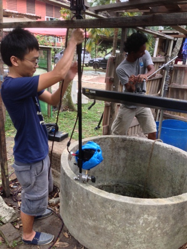 The production crew had to lower the camera to one inch above the water surface to catch the scene of the pail going into the well