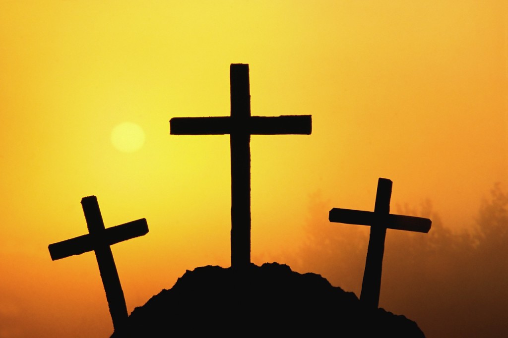 Silhouettes of Three Crosses