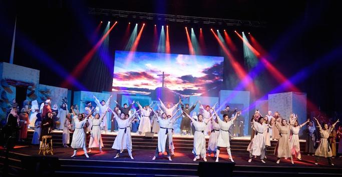 The exuberant dancers of the Easter production in Calvary Convention Centre