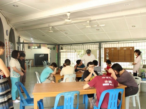 Praying together before lunch! 