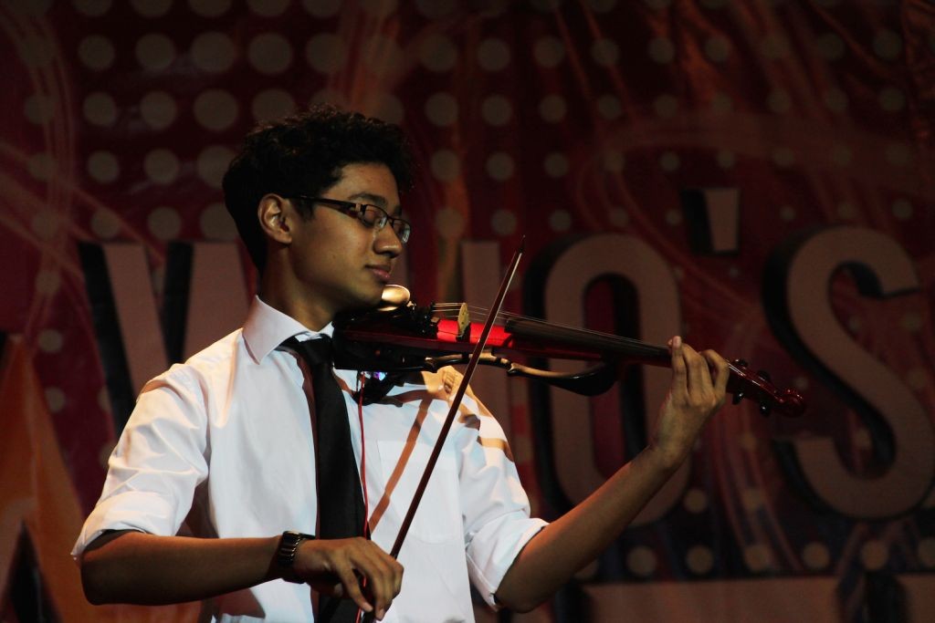 Hari a/l S. Shankar getting lost in his piece with the electric violin 