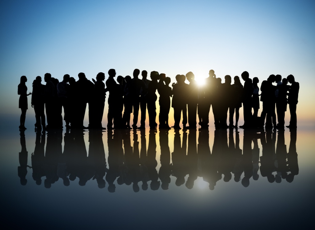 Group of Business People in Back Lit