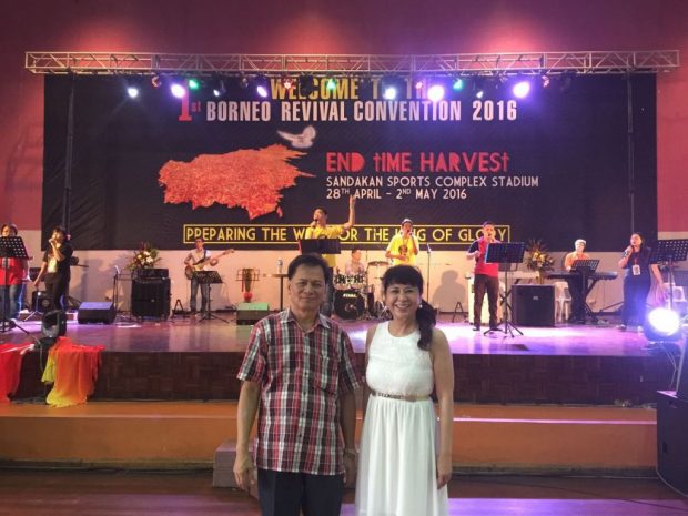 Pastor Callie Liew (right) with the organising chairman of First Borneo Revival Conference in Sandakan, Reverend Augustine Saang