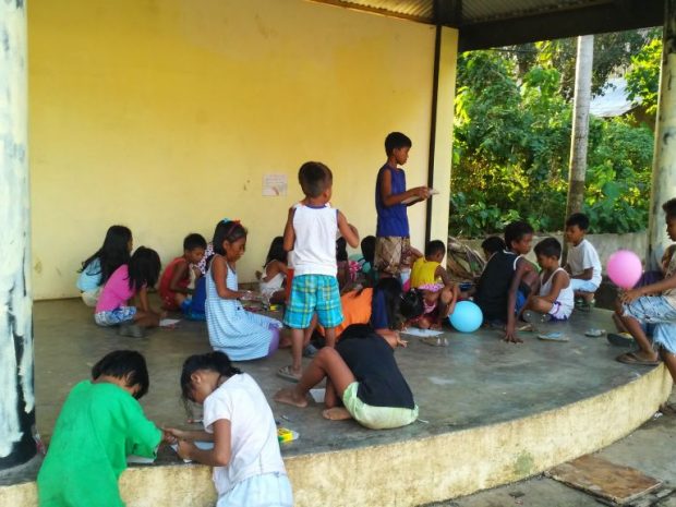 The spruced up public area where the children initially gathered to hear about Christ