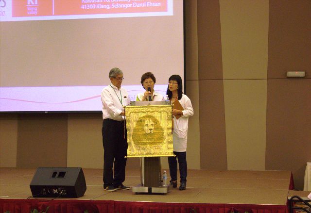 Linda Tang, Ellel KL/Klang Valley Centre Director (middle) with her husband Michael Tang (left) addressing the participants of 2016 Ellel 7-Day International Training School at Everly hotel, Putrajaya