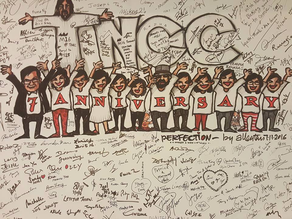 A speed-drawing done by Allen Tan, with signatures by the attendees of tNCC