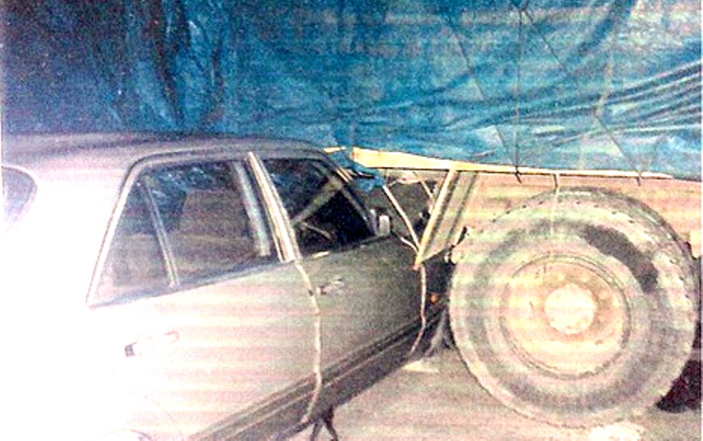 Picture of Anita's car, which rammed into a truck